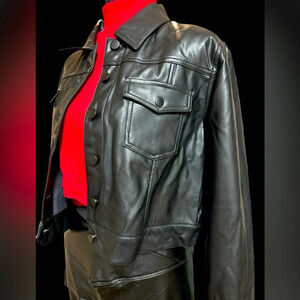 🖤 Faux Leather Crop Jacket (Forever 21) and matching faux leather pants, size L